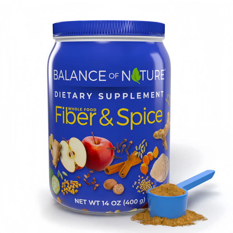 Balance of Nature Fiber & Spice - Psyllium Husk, Flax Seed, Turmeric & Apple - 30 Servings
